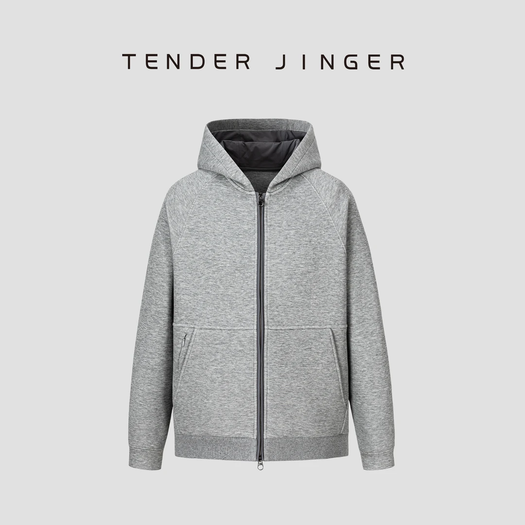 Tender Jinger｜男士秋冬开衫连帽纯色运动休闲卫衣1677