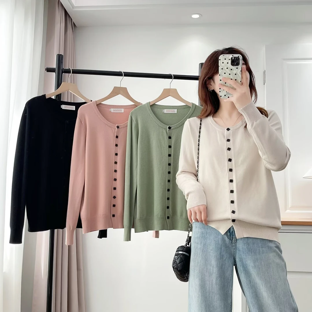 毛针织衫修身纯色大码针织开衫时尚韩版宽松显瘦开衫长袖上衣