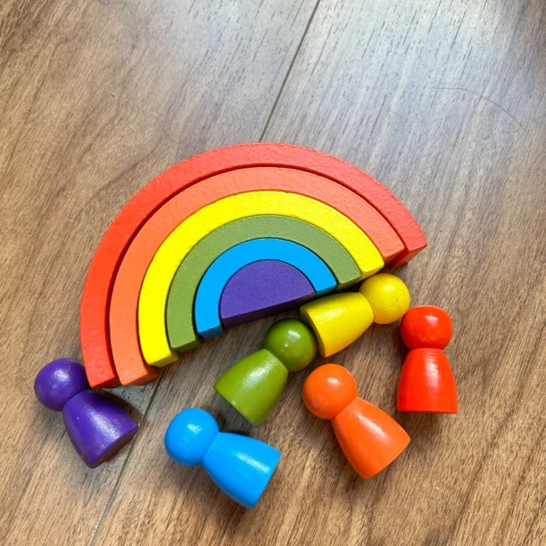 跨境木制彩虹积木叠叠乐儿童益智拼装蒙氏启蒙科教早教玩具批发