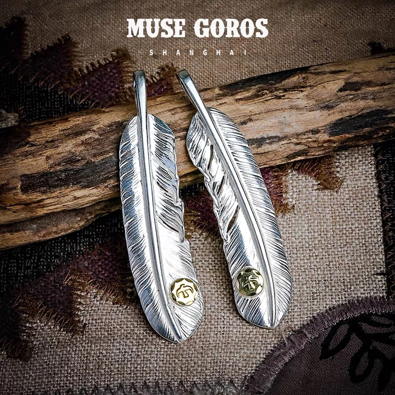 吊坠925银 点金特大羽毛项链吊坠GOROS高桥吾郎