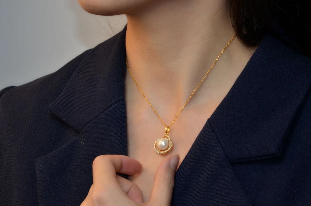 STELLA SHELL法式轻奢星环款设计淡水珍珠S925银锁骨链项链首饰