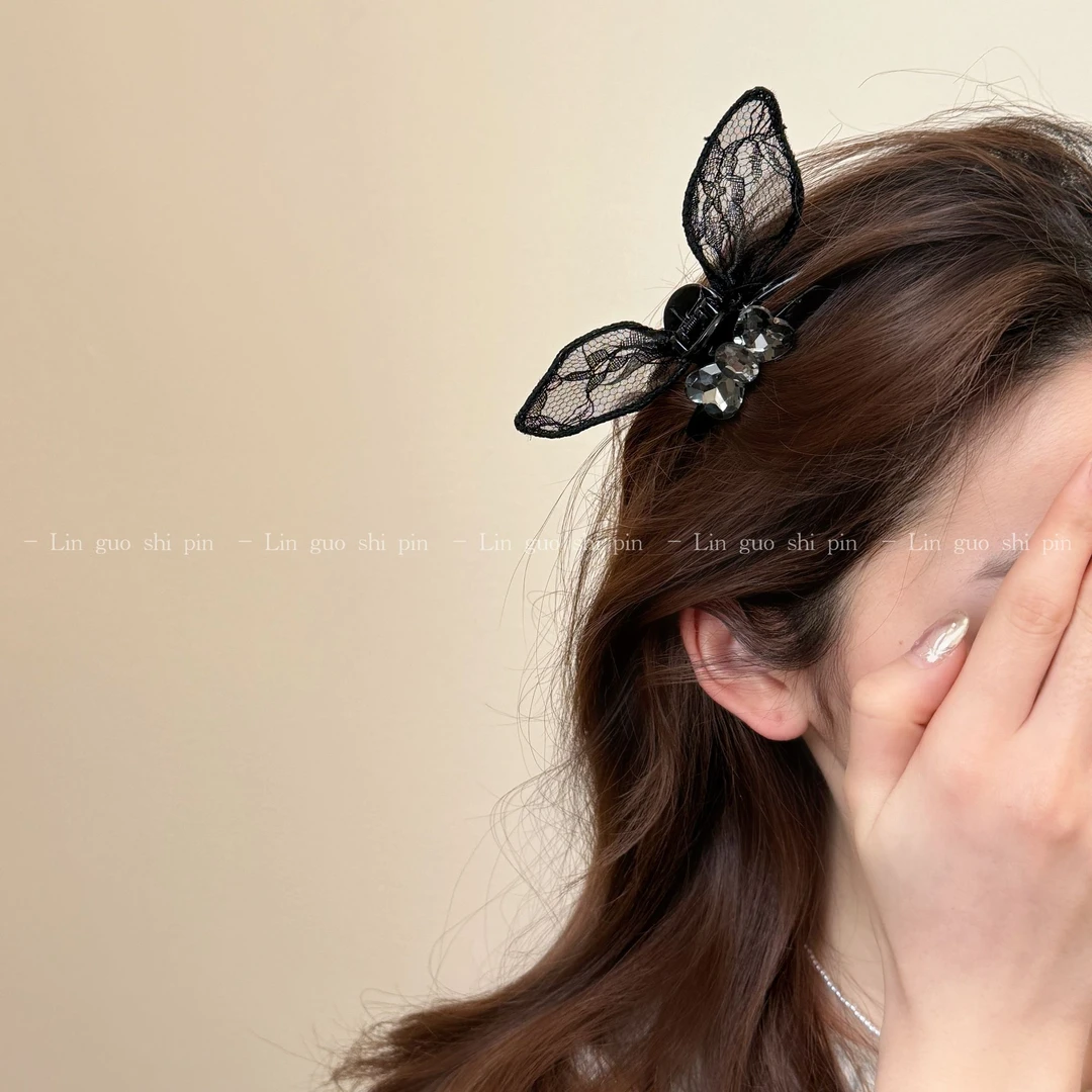 韩系发卡蕾丝免耳朵减龄设计感小众刘海夹优雅时尚发夹