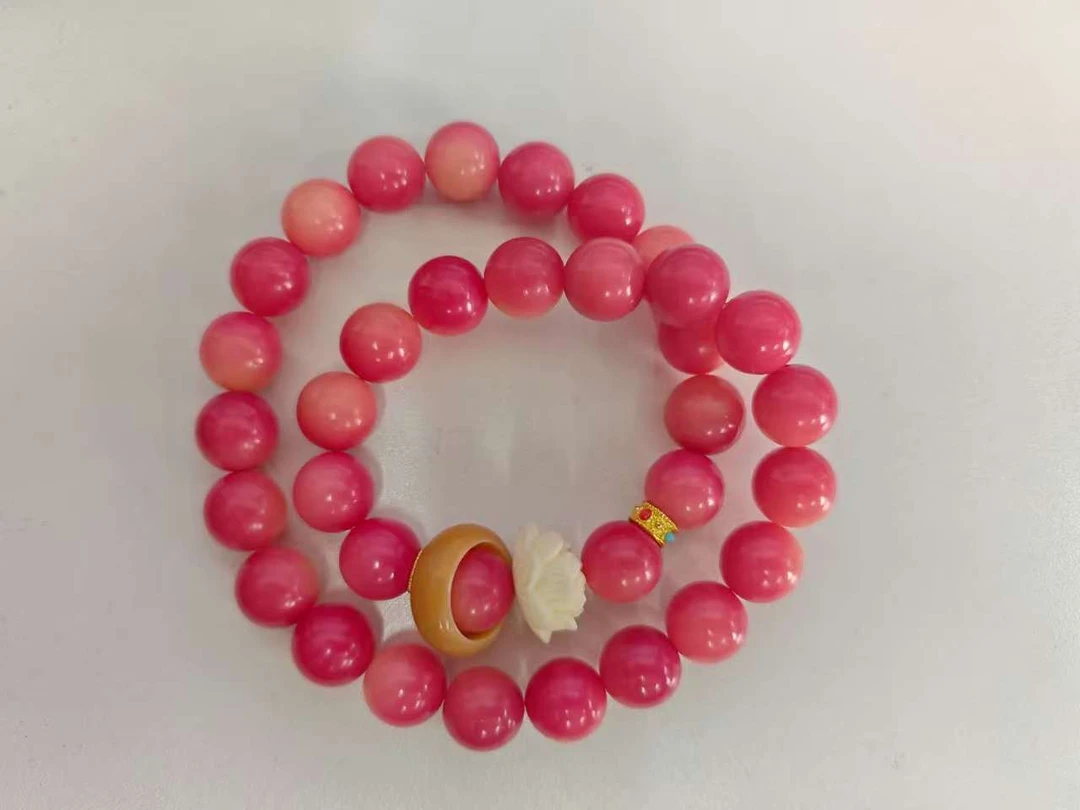 粉红白莲菩提双圈t031