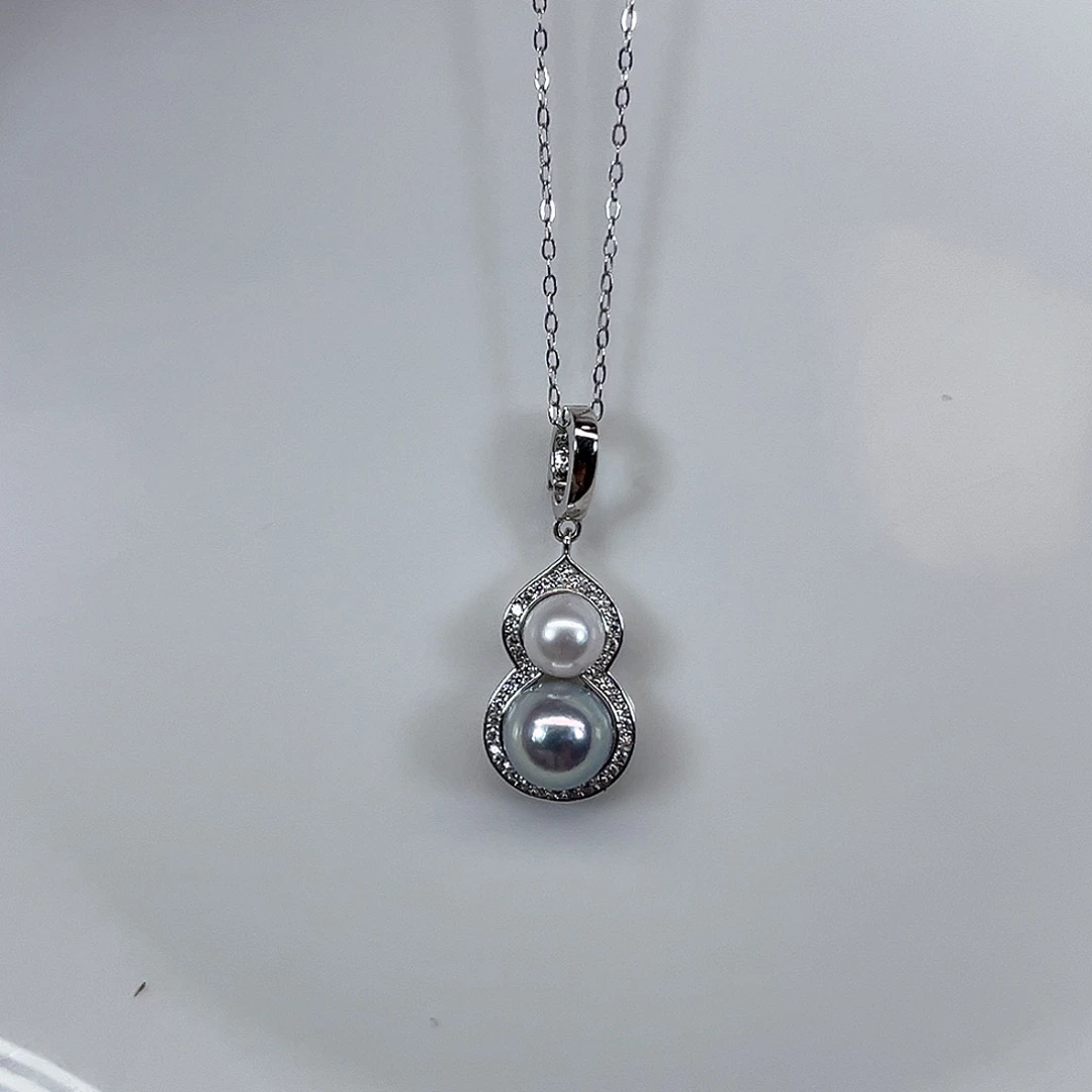 朵***朵海水珍珠银S925镶嵌颈饰加淡水