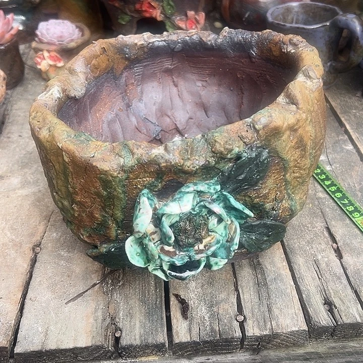 手工粗陶高温花盆