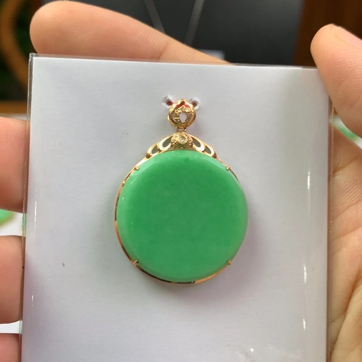 颈饰18K金镶嵌翡翠翡翠翡翠吊坠