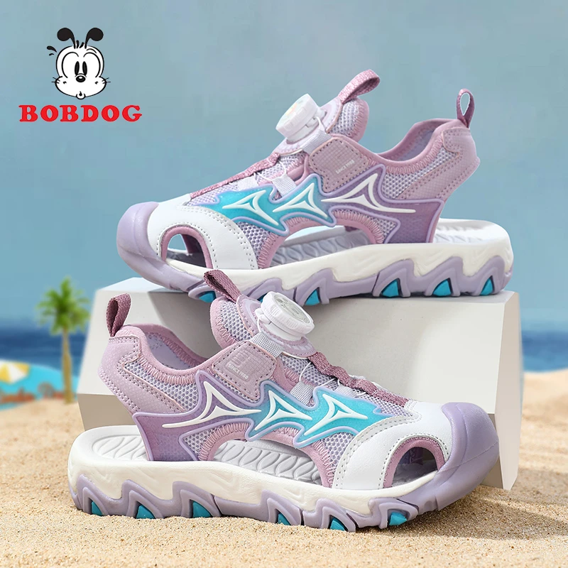 巴布豆童鞋女童包头凉鞋运动中大童软底夏季新款儿童男孩沙滩鞋子