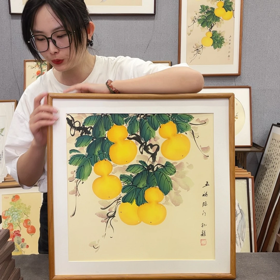 书法手绘带框尺寸：53*53