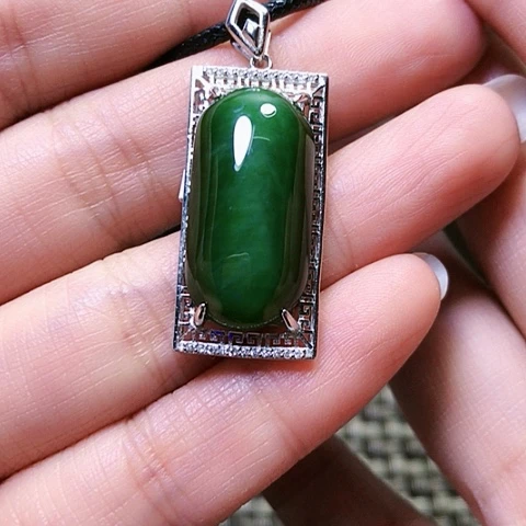 和田玉挂件银S925镶嵌