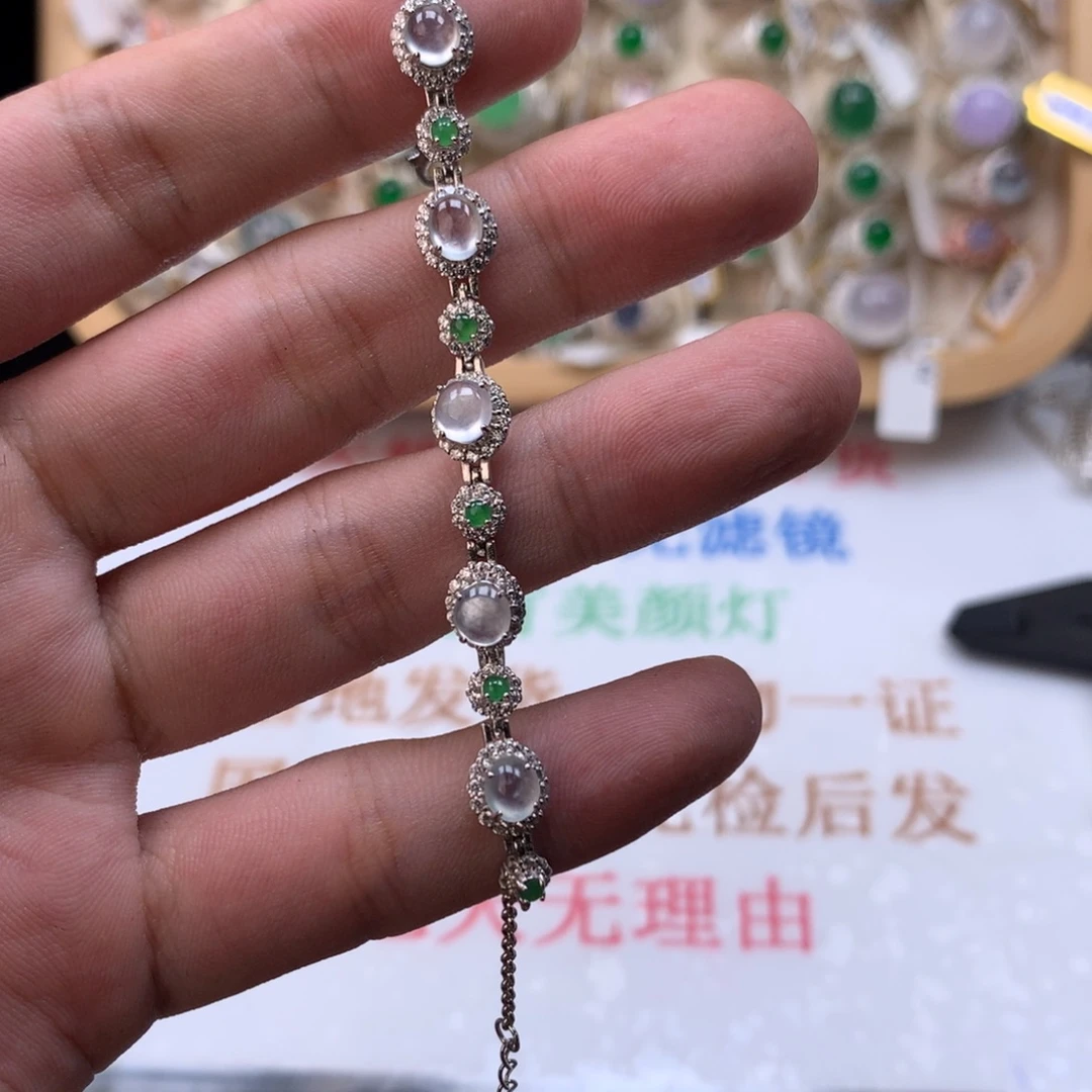 颈饰银S925镶嵌翡翠天然缅甸翡翠A货