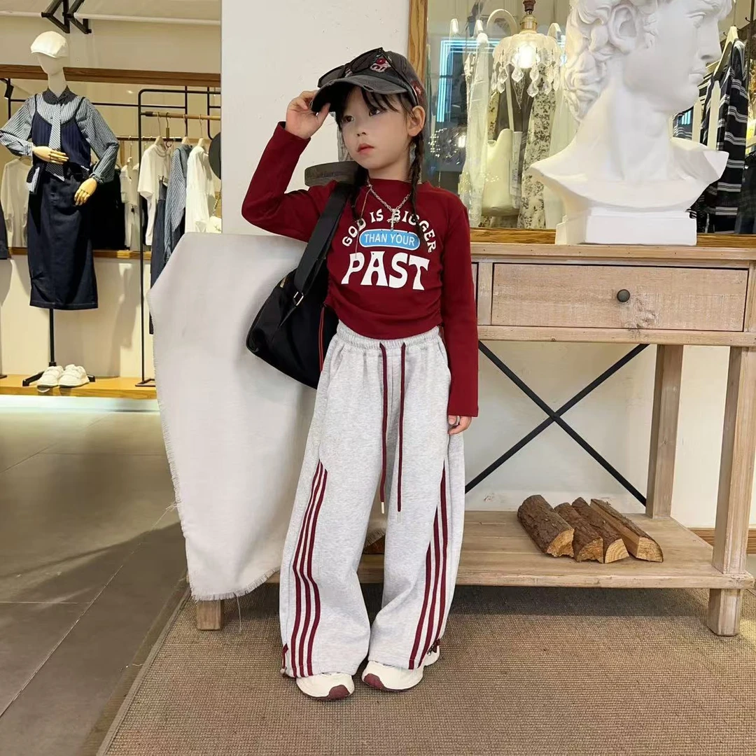 女童秋季套装2025新款爵士街舞潮酷打底衫拉条卫裤儿童春秋休闲装