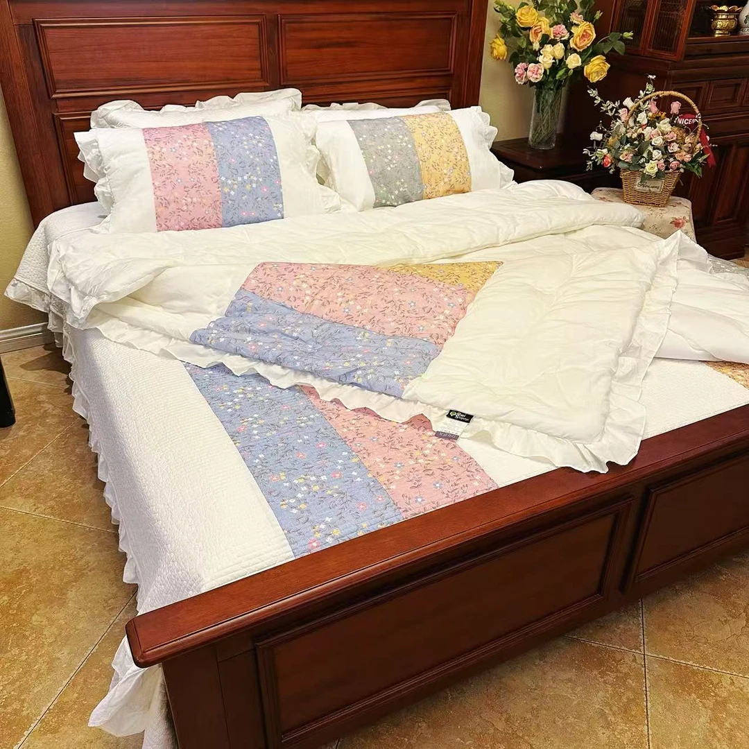 【韩版小金家】金百福全棉印花床盖 夹棉 机洗 小清新 绗缝四季床盖