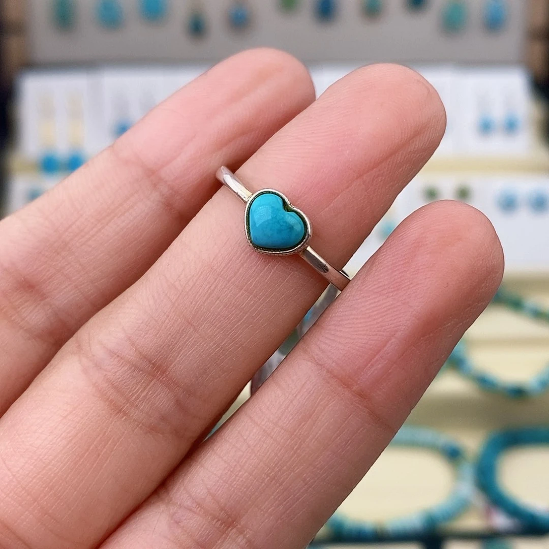 绿松石银S925镶嵌戒指