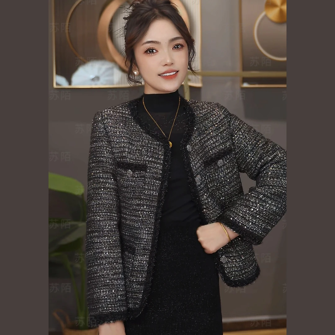 苏陌法式羊毛小香风外套潮牌高级感时尚爆款羽绒显瘦2025新款上衣