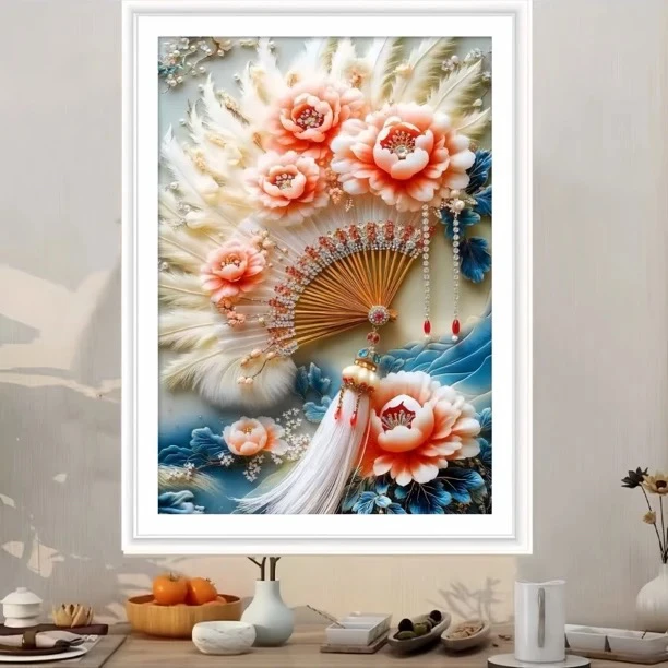 【170】蒲扇十字绣尺寸60×80厘米，大格四股线绣28色满绣无勾边