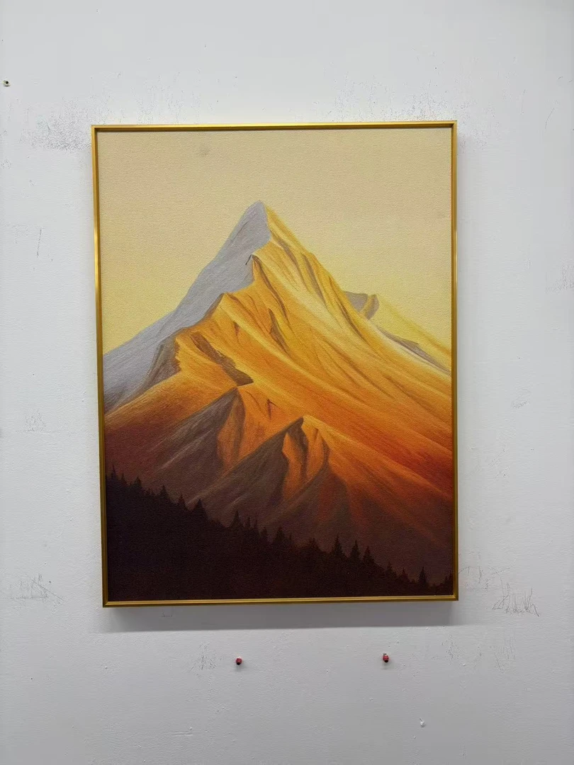 《金山》砂岩肌理感装饰画玄关餐厅床头高端简约大气客厅走廊装饰画