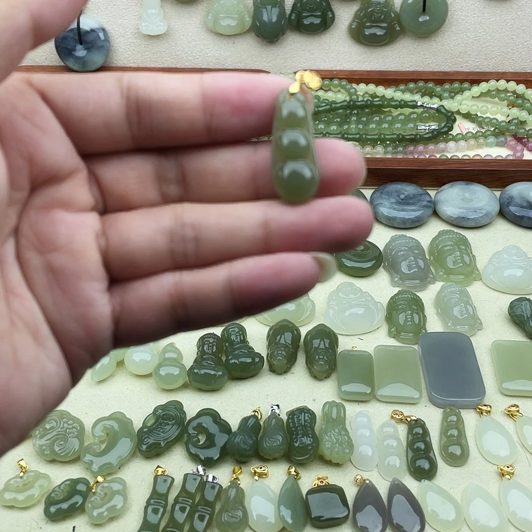 和田玉银S925镶嵌吊坠(不含链)