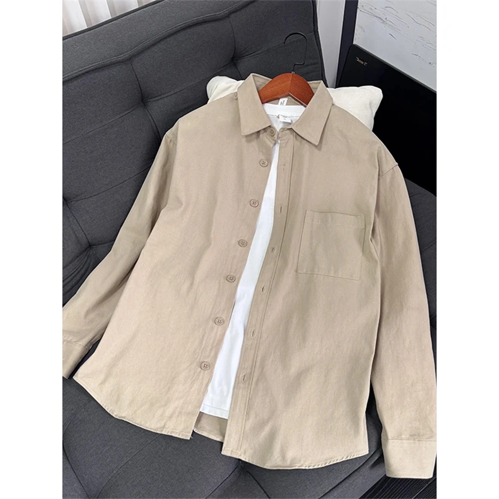 纯棉浅卡其色cityboy工装衬衫男款春季新款长袖衬衣休闲情侣外套
