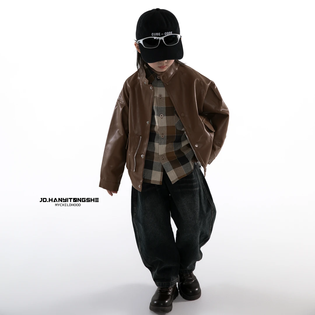 【反季】儿童皮衣夹克男女童外套韩版春秋爆款皮夹克百搭帅气春款