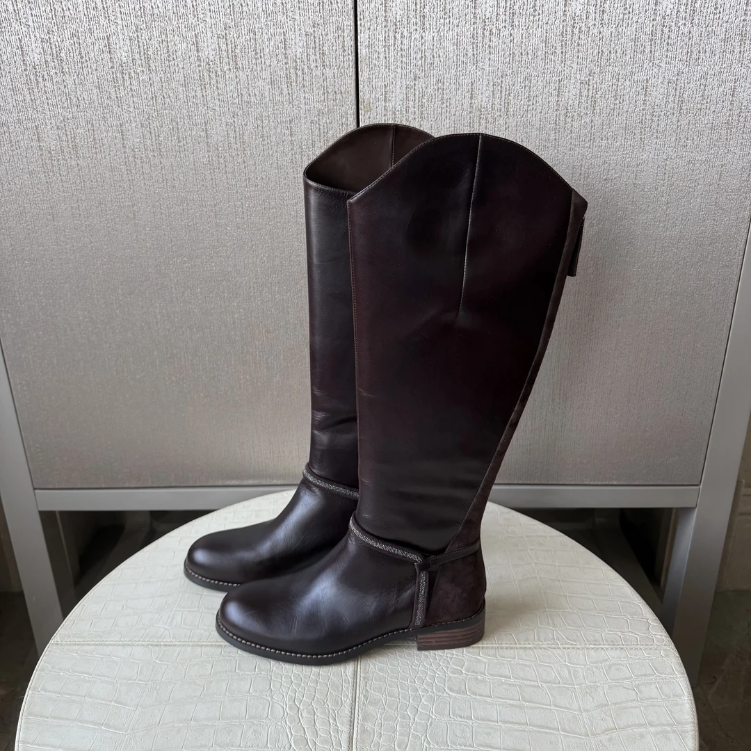 【骑士靴】牛皮内里垫脚羊皮靴子时尚气质百搭纯色女士