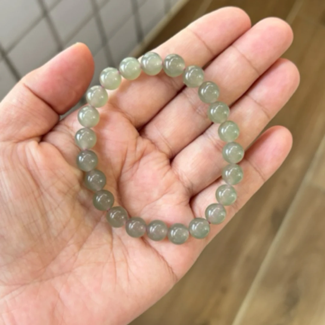 8mm和田玉高冰底晴水茶晴手串
