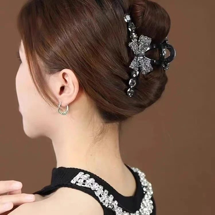 满钻蝴蝶结高颜值抓夹高级感盘发发夹网红夏季新款后脑勺抓夹头饰