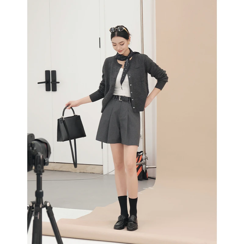 美洋MEIYANG【现货】懒人开衫 腈纶混纺|字母刺绣圆领长袖针织衫