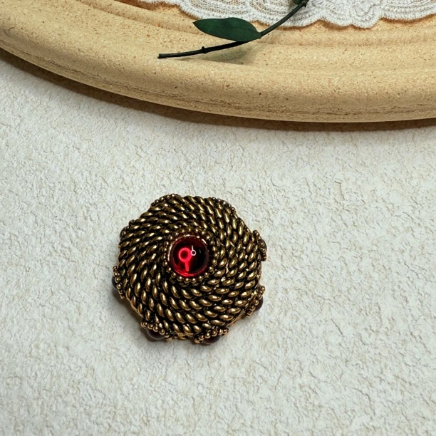 铜合金琉璃胸针 【六六中古】孤品复古胸针th5595