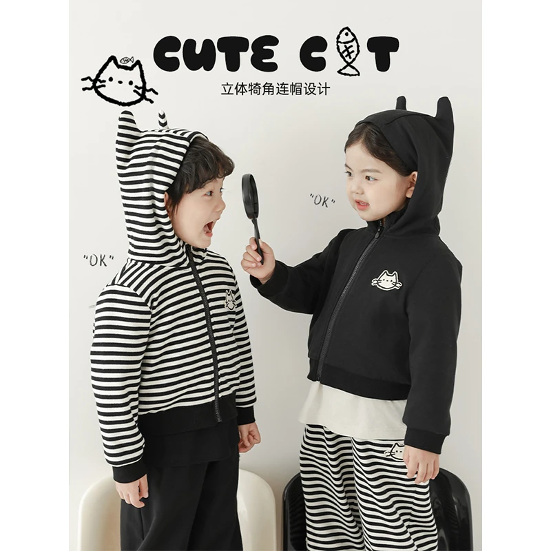 【25年春一波】男童宝舒适休闲时尚喵星趣演休闲装系列外套GN6033