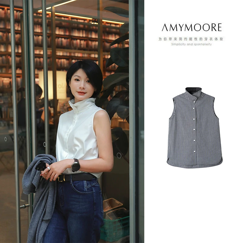 AMYMOORE艾莫尔女装2025年冬季无袖打底衫内搭时尚百搭331335
