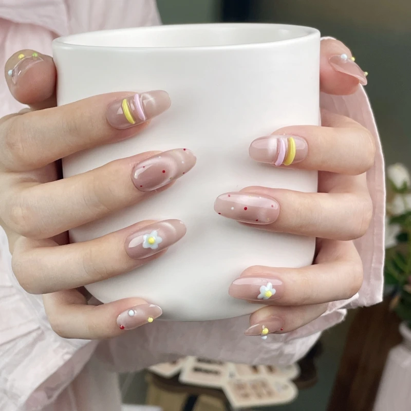 显白纯手工定制可拆美甲跳跳糖款式穿戴甲短穿戴甲纯网红指甲片