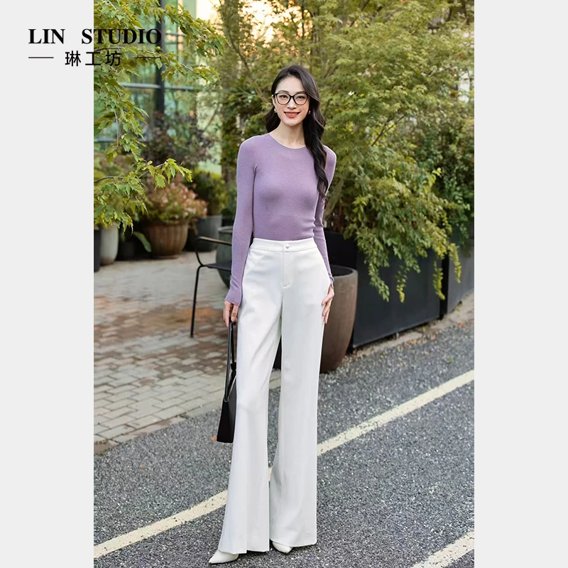 【山羊绒+桑蚕丝】琳工坊“方觉”紫色针织衫气质百搭显瘦唐琳设计师