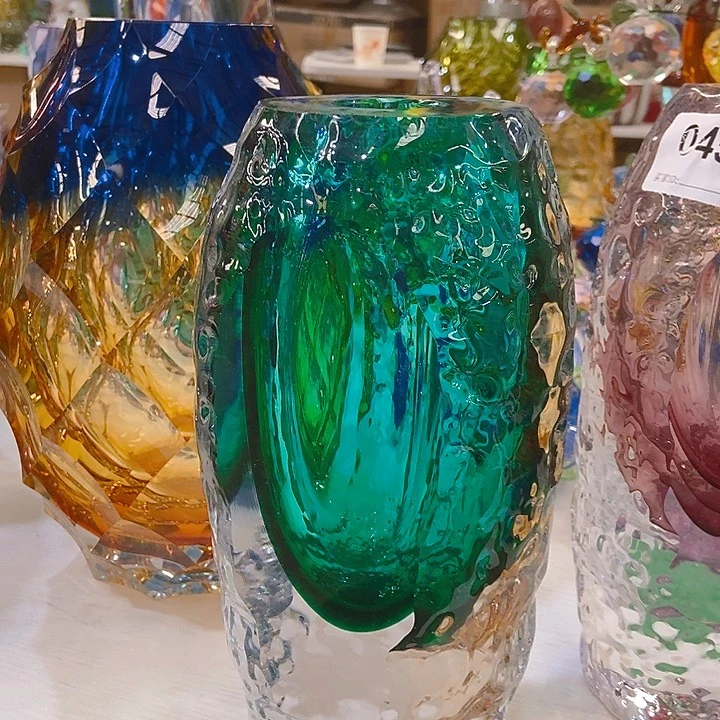 琉璃高度25厘米绿色水晶花瓶