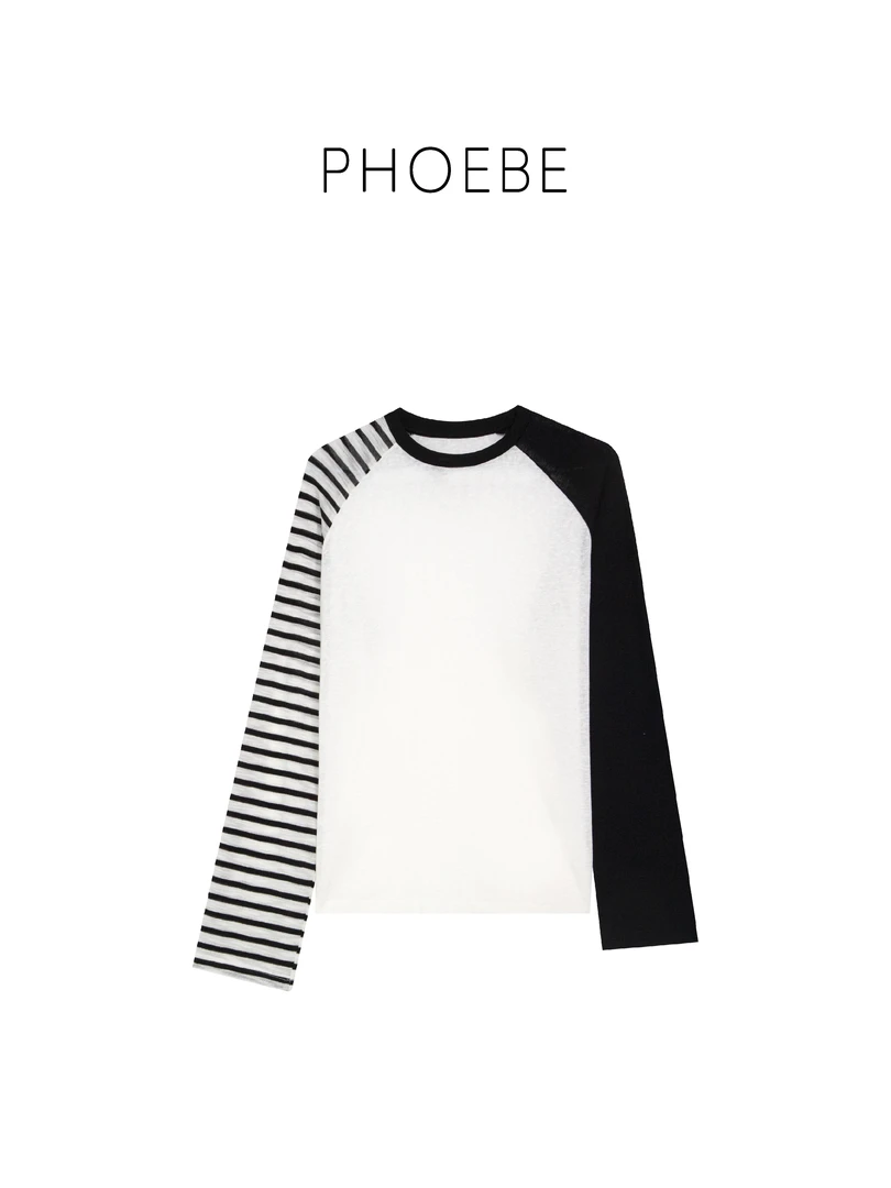 【黑白拼】PHOEBE叶姐 春季新款宽松时尚休闲风上衣J5021421C