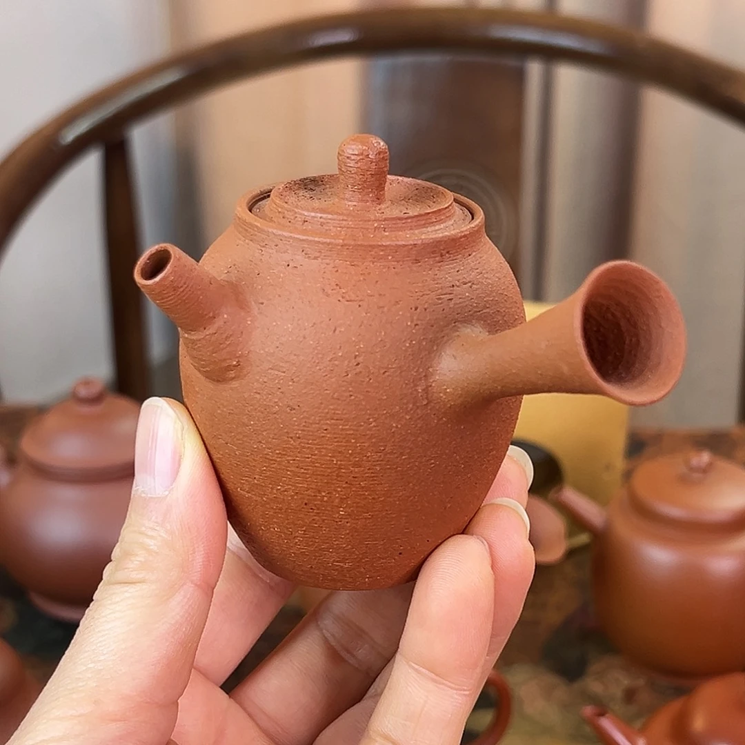 紫砂茶壶精品原矿 侧把 鱼籽朱泥 全手工制作 120