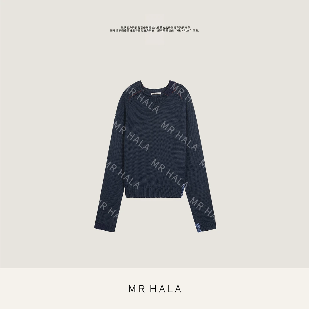 MRHALA 时尚拼接豆豆纱针织毛衣女 LM40639