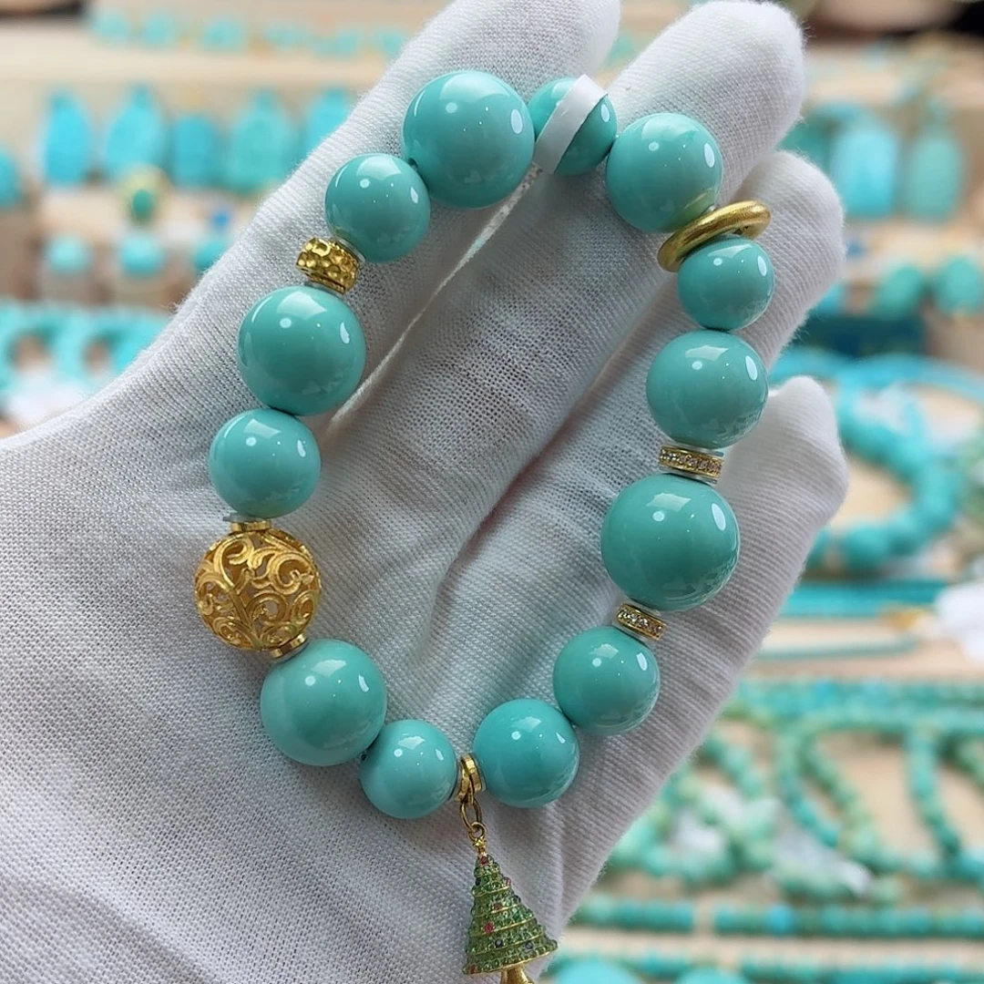 绿松石18K金镶嵌珠宝奇石