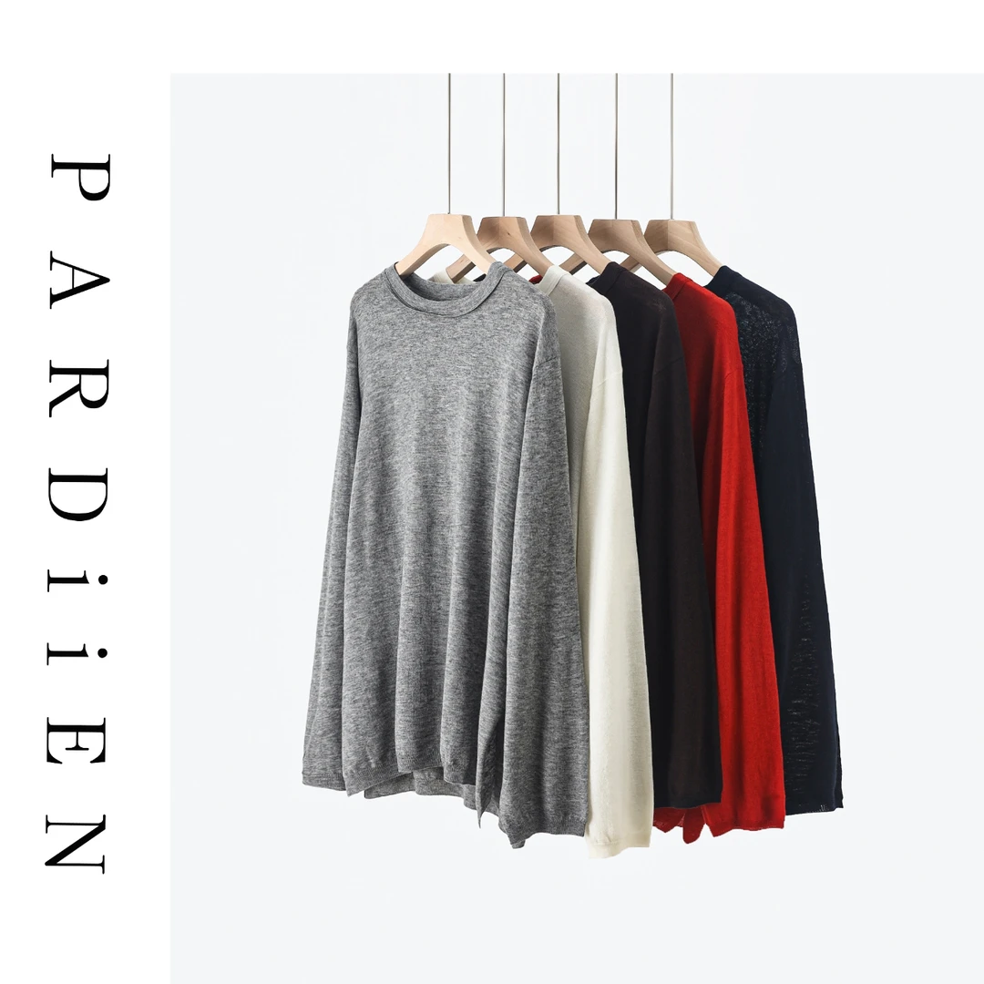 【北总严选】帕迪恩多色长袖下摆开叉纯色圆领T恤衫25PD-W445