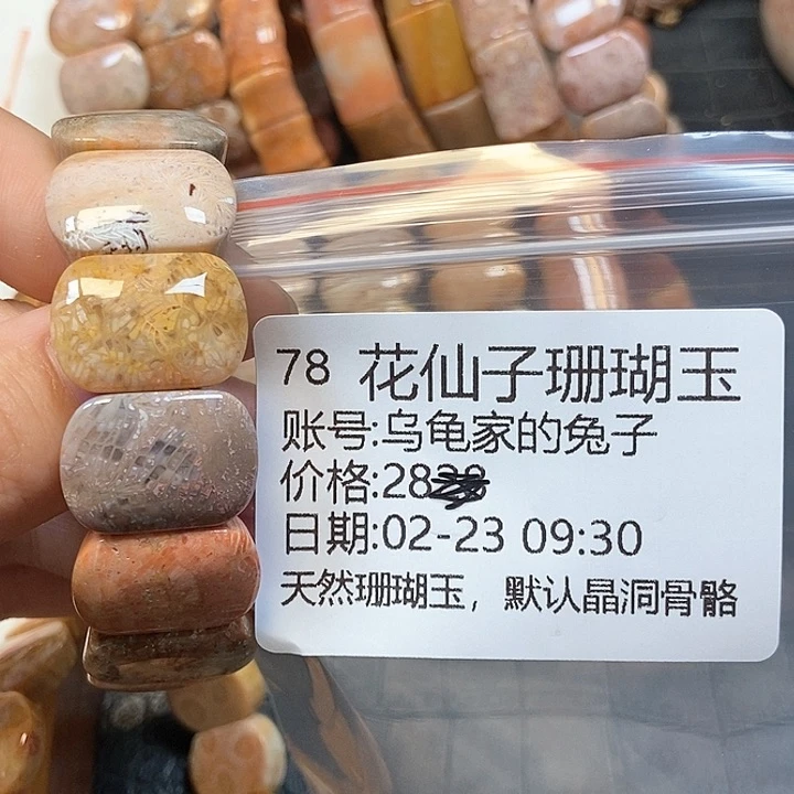 硅化珊瑚（珊瑚玉）手镯未镶嵌乌****子78