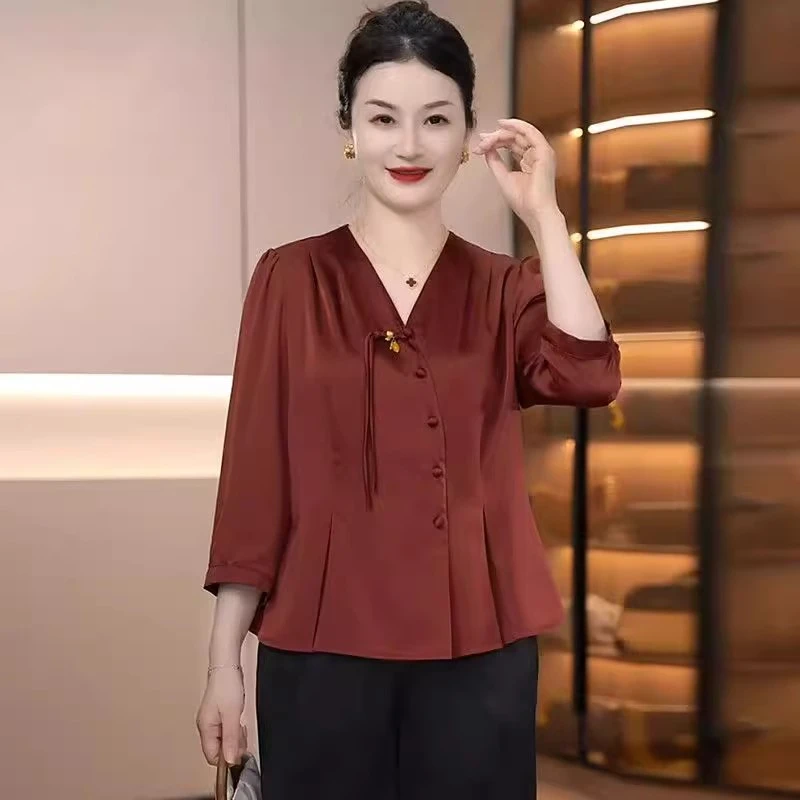 【母亲节】妈妈装夏装2025中式国风时尚洋气上衣中老年短袖开衫