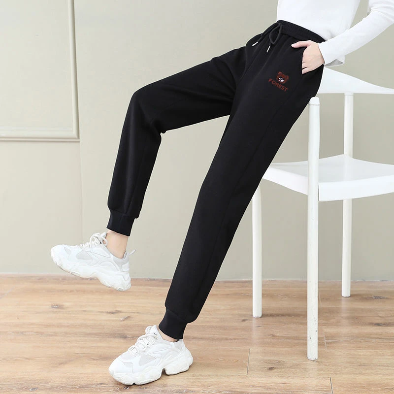 冬季羊羔绒女加绒加厚运动裤宽松束脚休闲裤显瘦卫裤百搭潮流卫裤