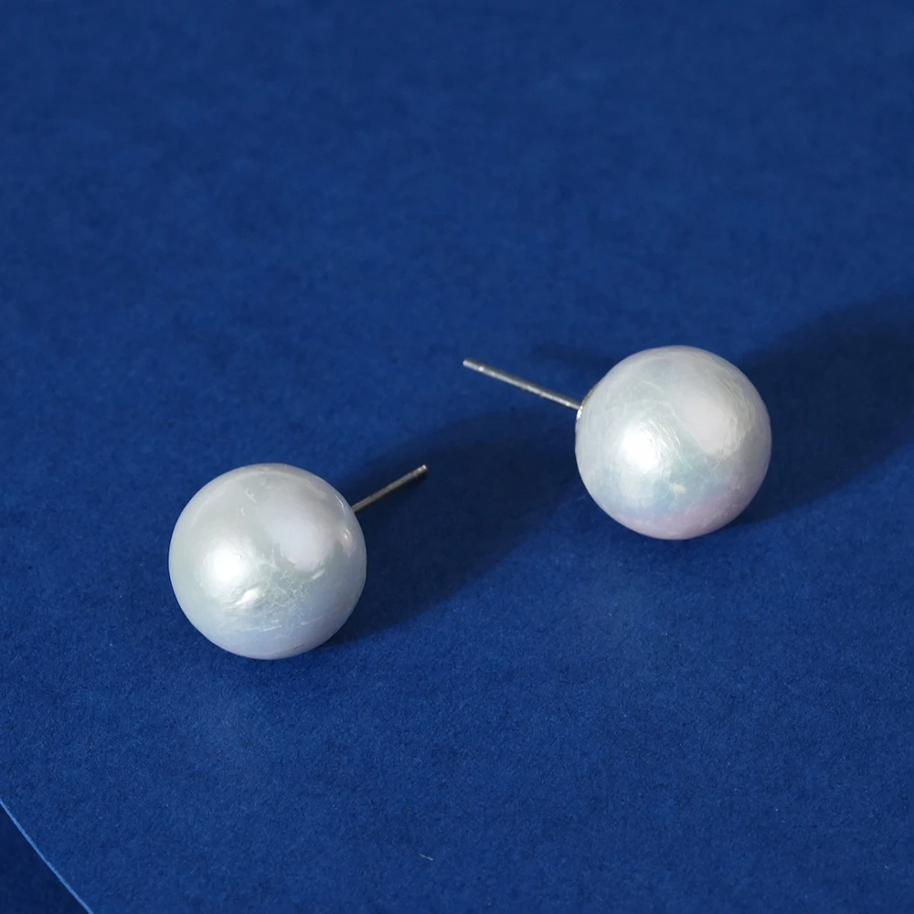 12-13mm知许 银925淡水珍珠耳饰圆珠耳钉