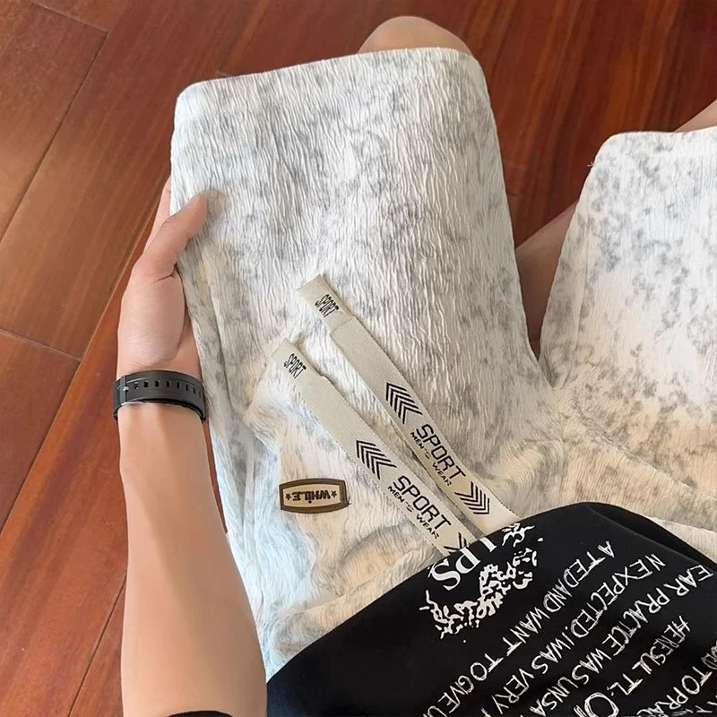 仓石一树扎染外穿短裤免烫成人休闲裤高腰微弹速干夏季牛仔男士潮