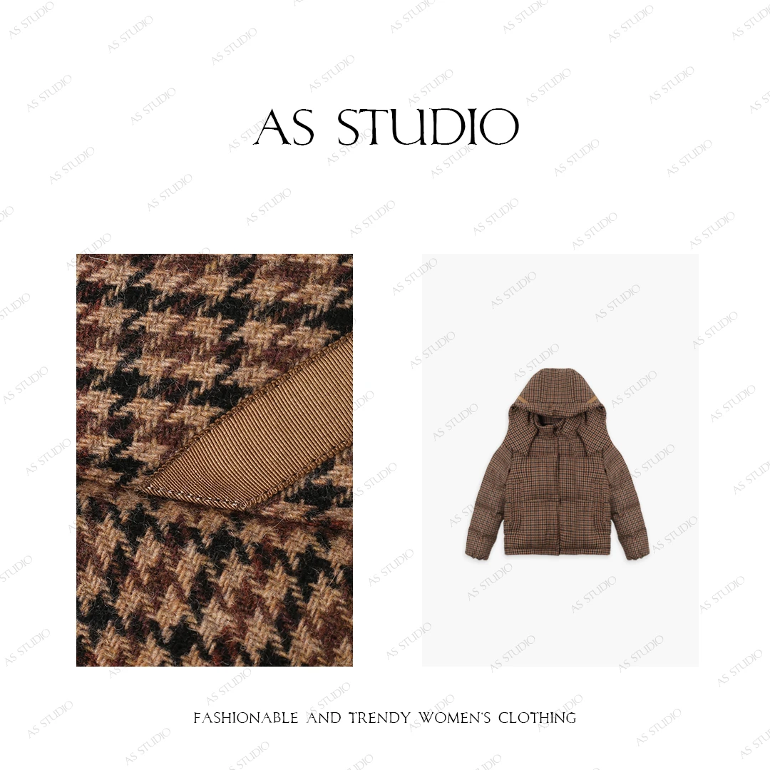 【AS千鸟格】24新经典宽松版格纹两穿夹克羽绒服AS24DWT309
