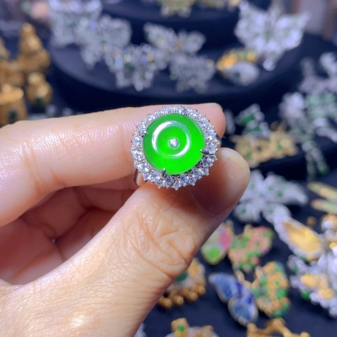 翡翠银S925镶嵌颈饰天然翡翠