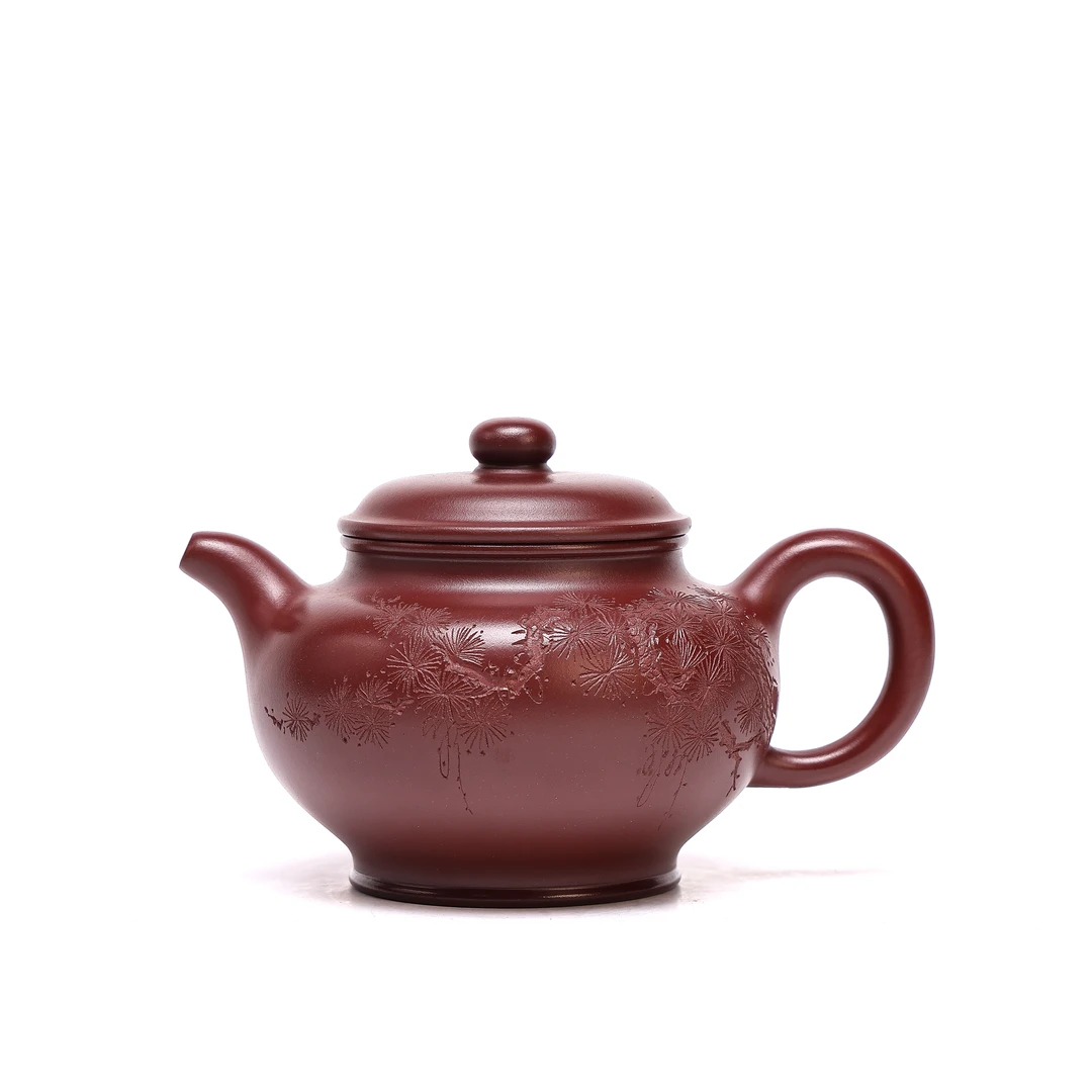 【汪汪甄选】掇只 谈丽君制 龙血砂- 刻 220cc 家用紫砂壶 hd