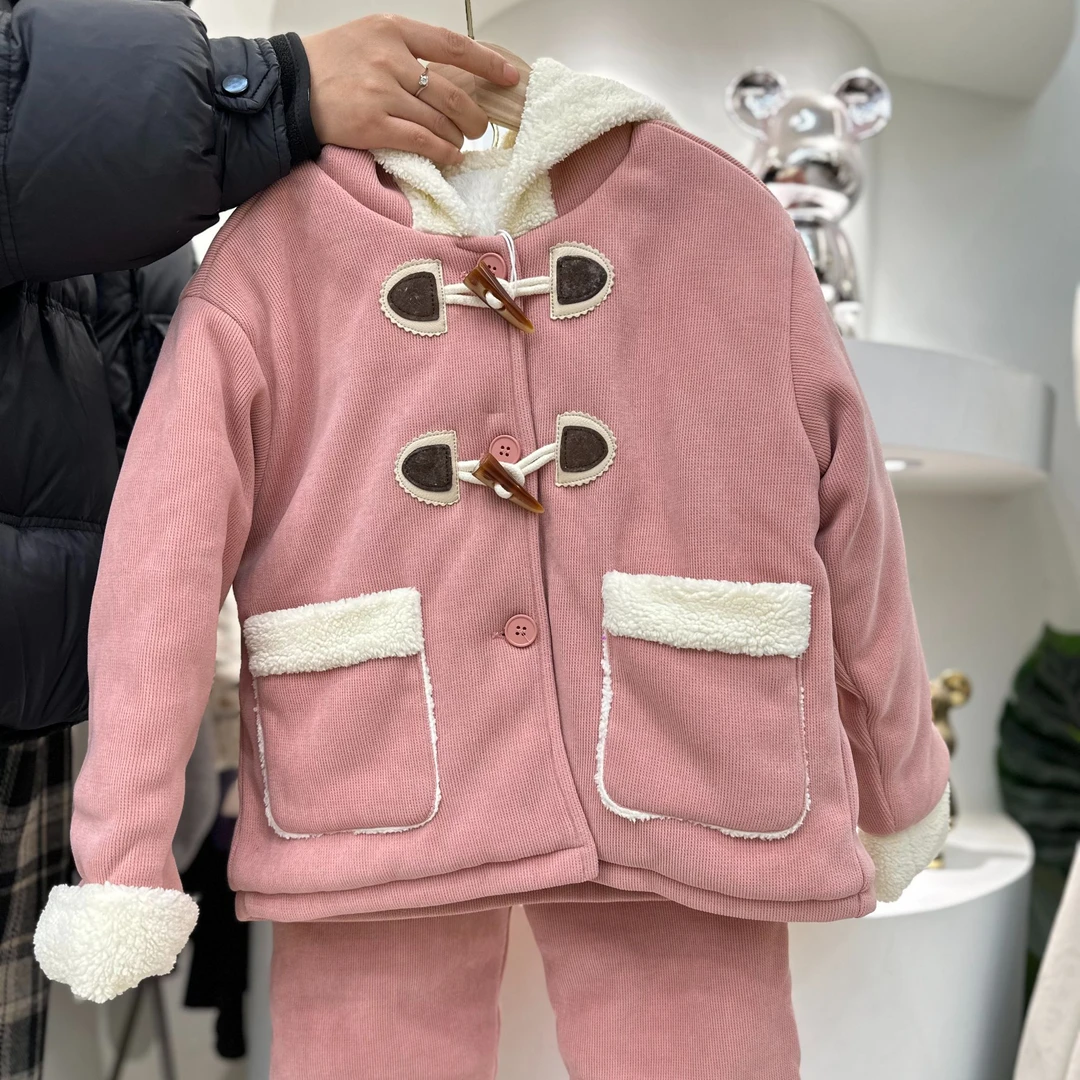 YGSM 2024秋冬新款洋气拼接毛毛加厚套装 58107