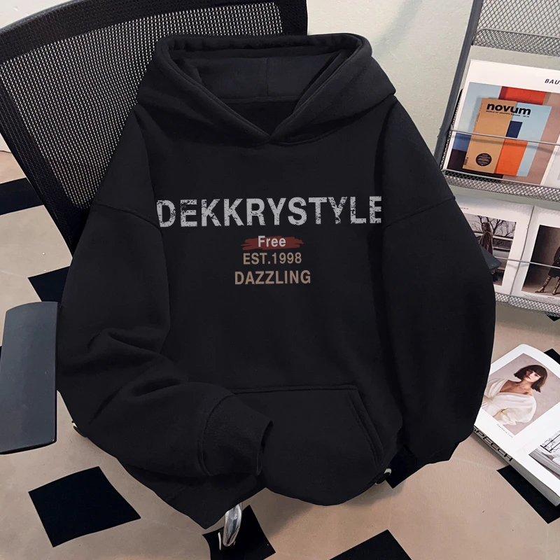 Dekkry潮牌美式高街休闲宽松套头秋冬季连帽卫衣男女oversize上衣