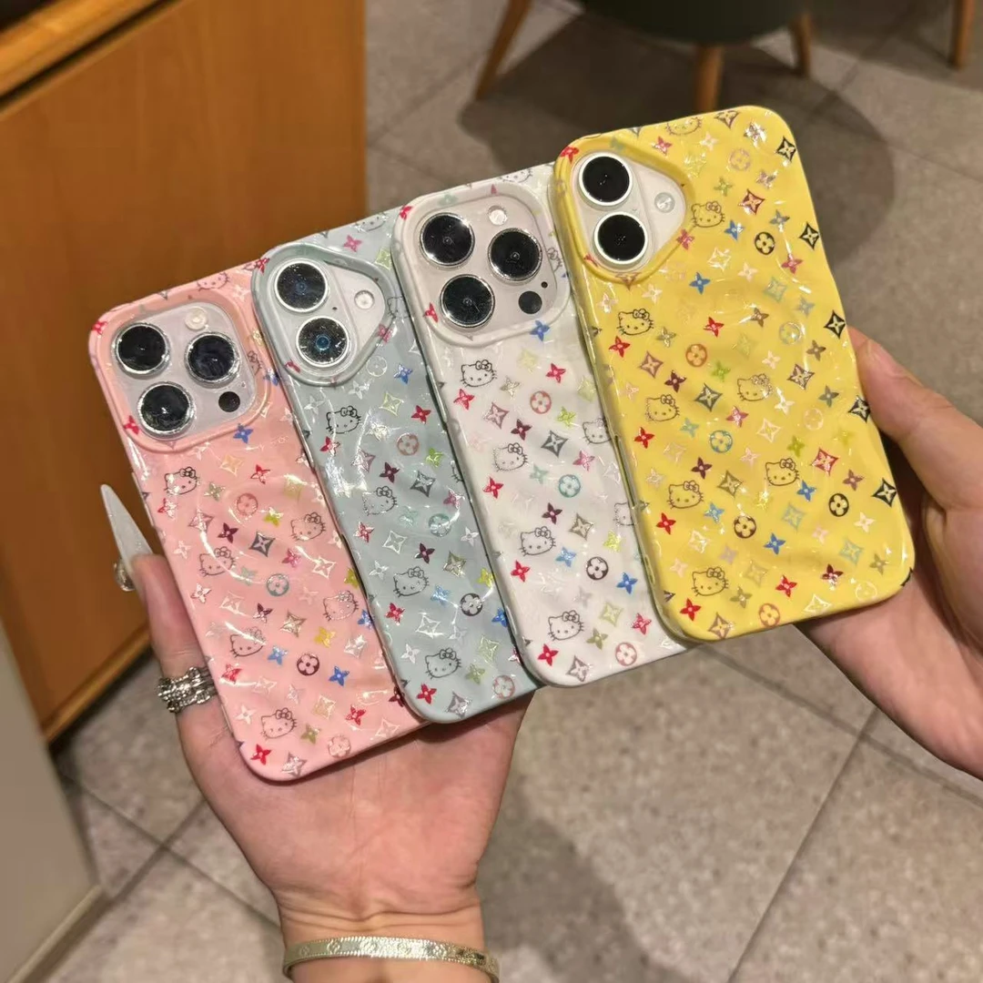 满屏多彩凯蒂猫牛奶壳适用iPhone16苹果14promax手机壳15防摔13
