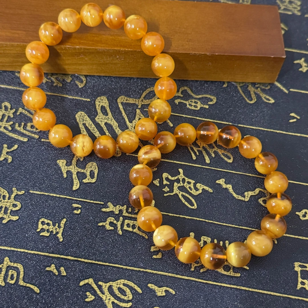 【景旺】【极曜天珍】11mm+丹麦老蜡溶洞妖花手串@多样只发其一件